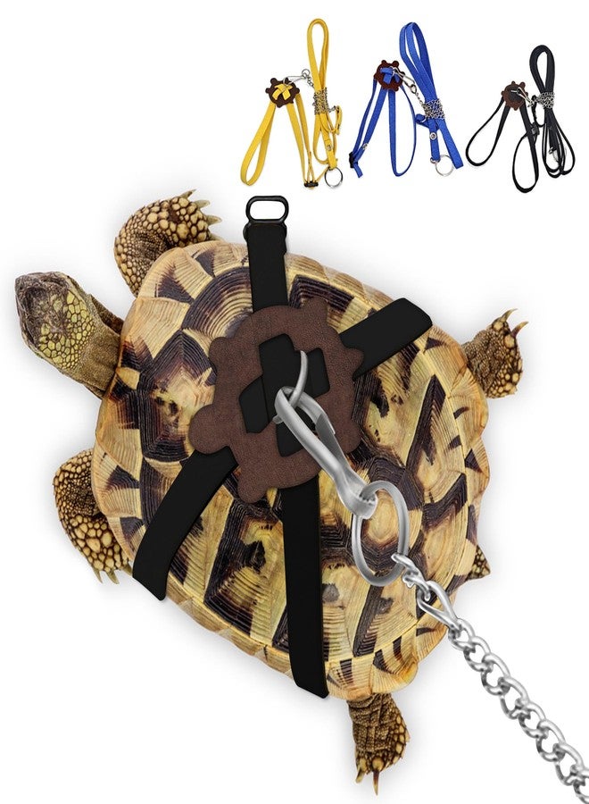 HOKABLE Pet Turtle Leather Harness & Leash - Adjustable Control for Tortoises (S, Black) - Image 1